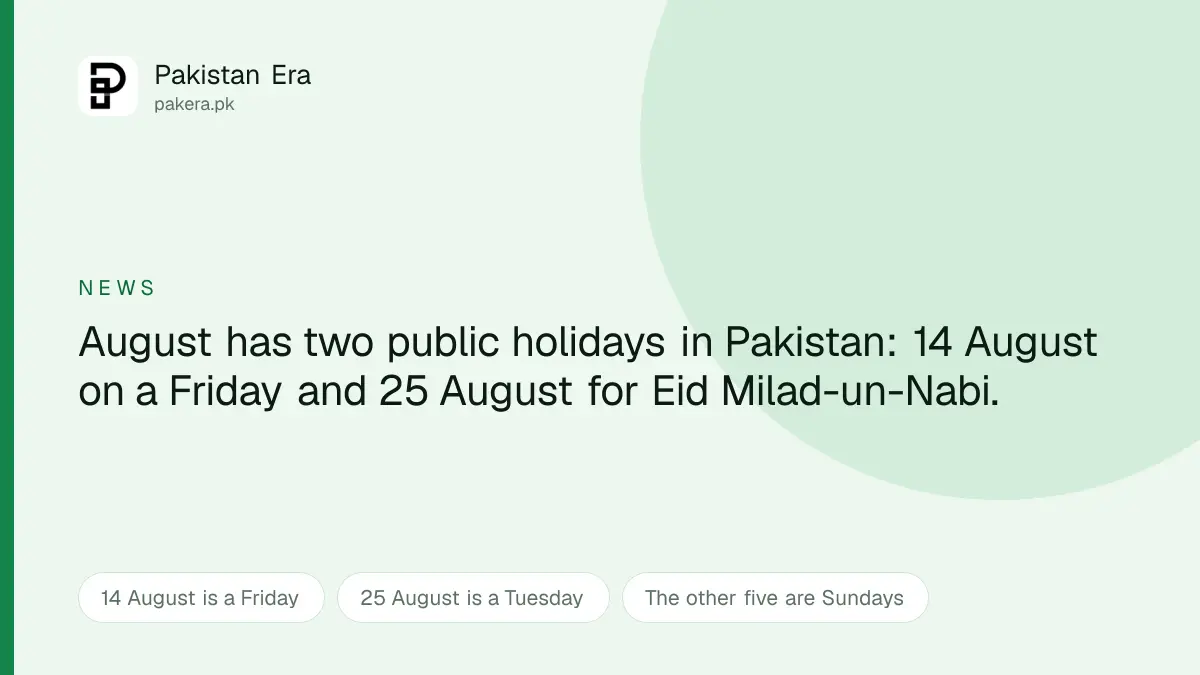 Public holidays in Pakistan in August 2026