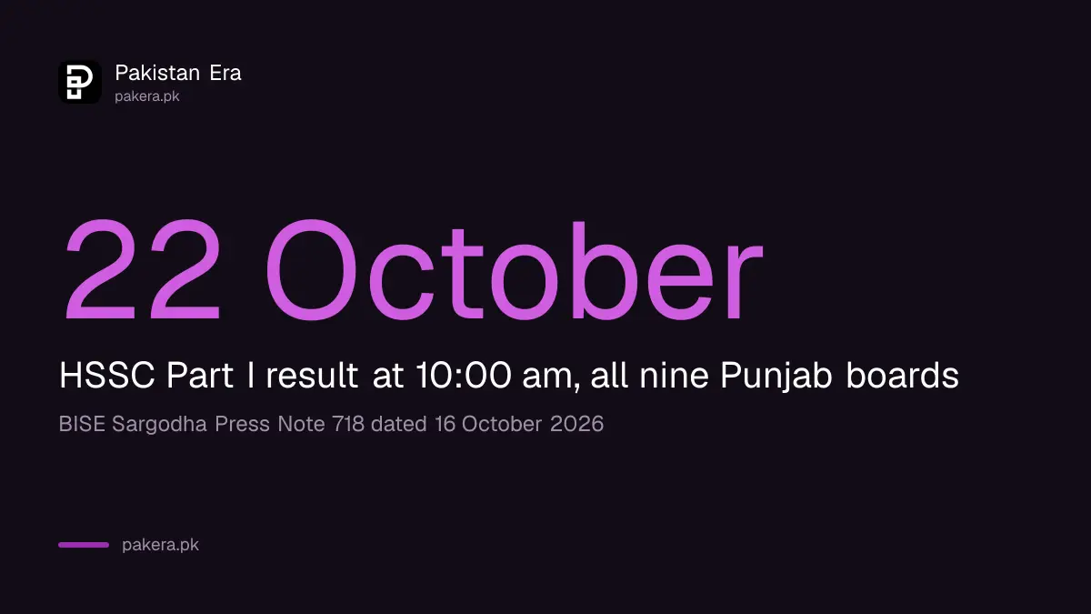Punjab 11th class result 2026 date confirmed as 22 October at 10 am by BISE Sargodha