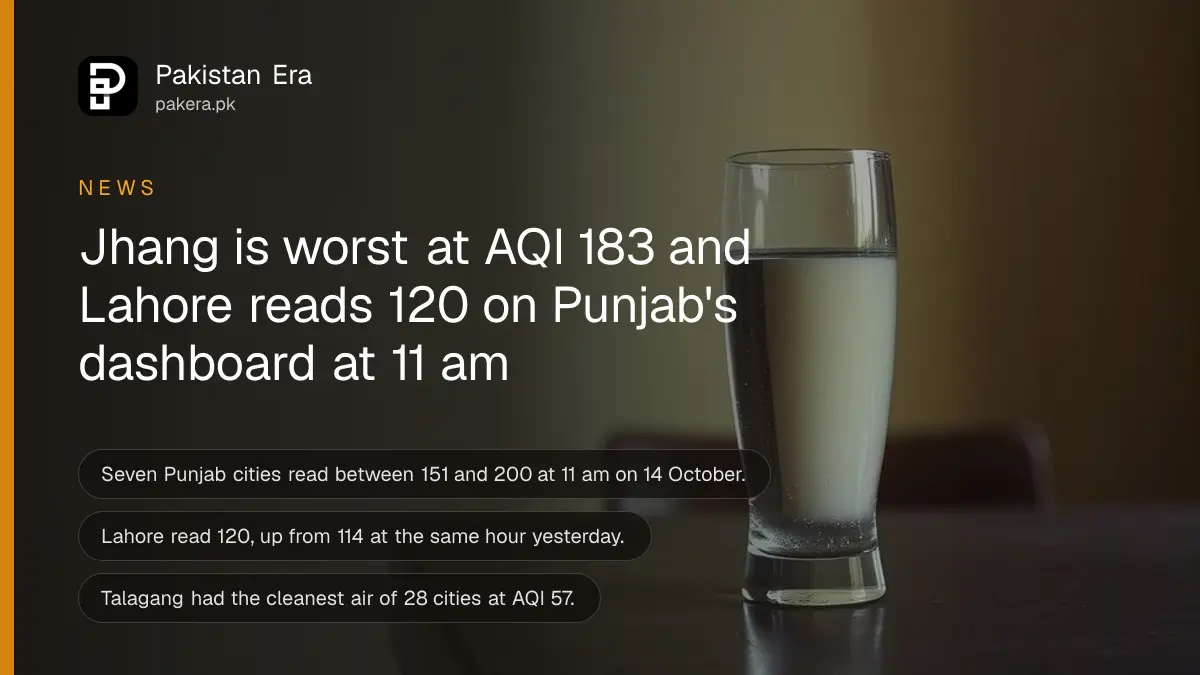A glass of water on a dark wooden table, for a report on Punjab air quality