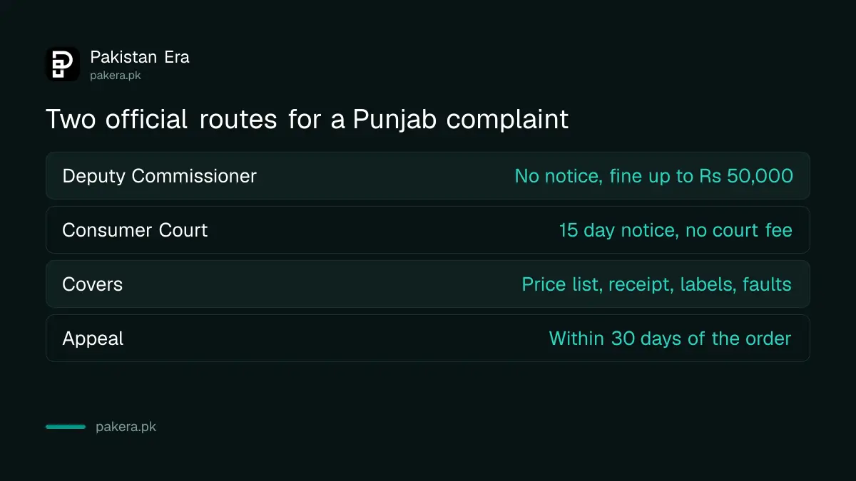 Comparison of the Deputy Commissioner route and the District Consumer Court route in Punjab