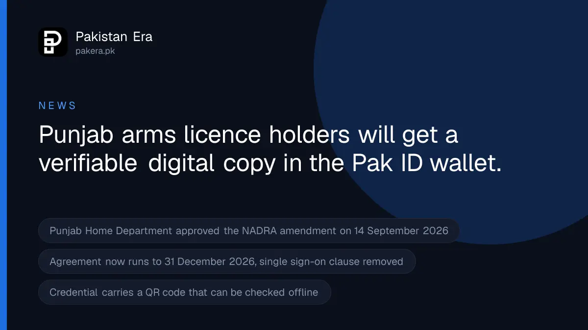 Punjab arms licence online, digital version in the NADRA Pak ID wallet