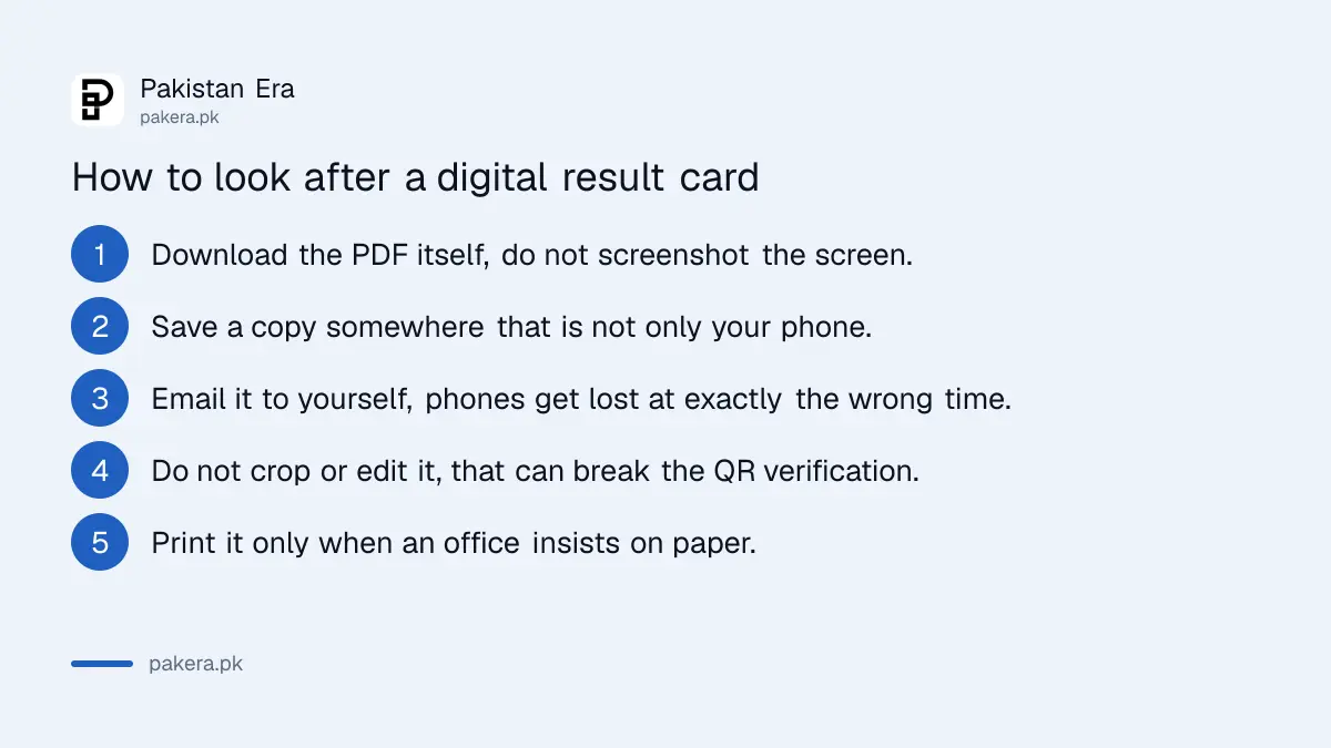 How to store and use a digital result card safely