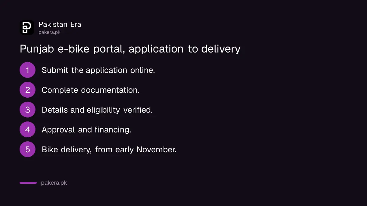 Five steps on the Punjab e-bike portal, from application to bike delivery