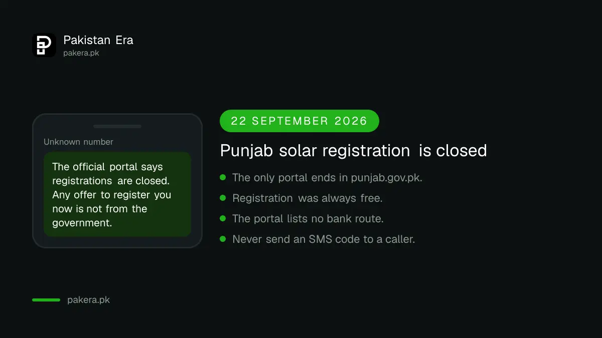 Warning that Punjab free solar registration is closed and free