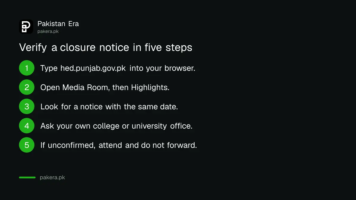 Five steps to verify a Punjab college closure notice before sharing it