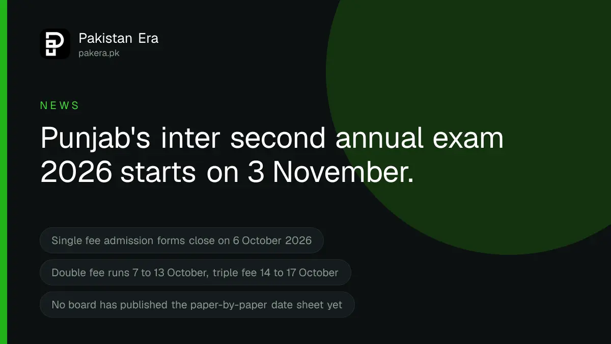 Punjab inter second annual exam 2026 starts on 3 November