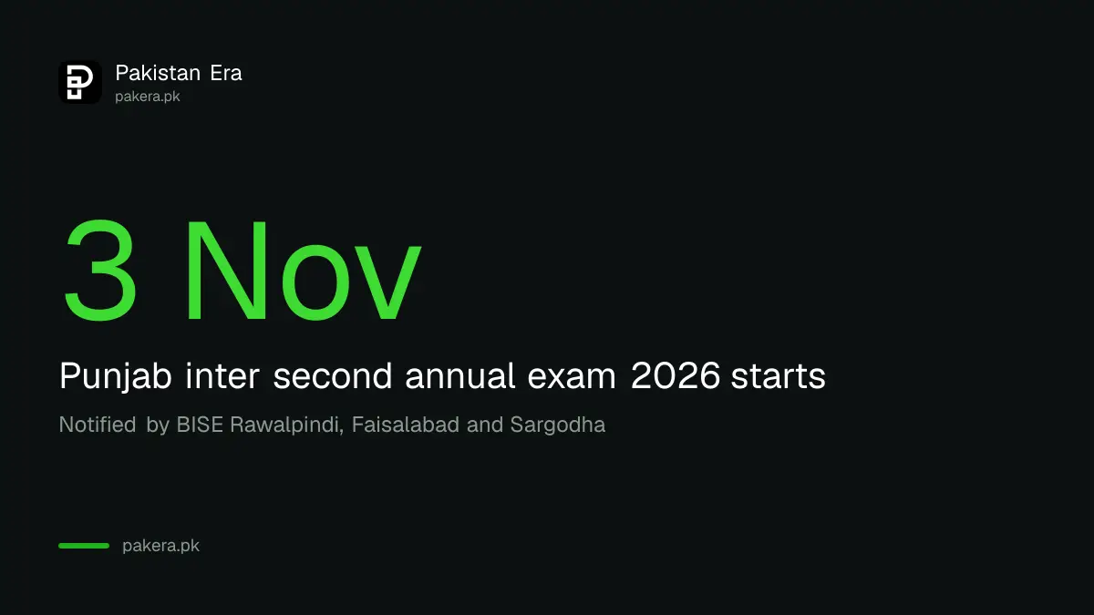Punjab inter second annual exam 2026 starts on 3 November