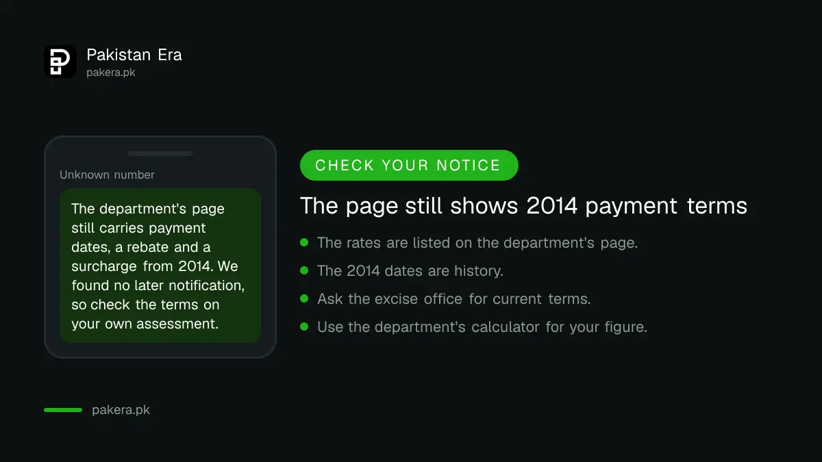Warning that the department's luxury house tax page still shows 2014 payment terms