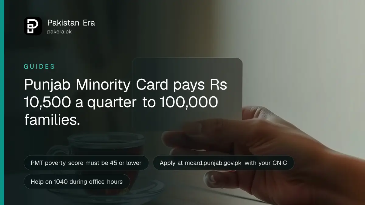 Hands holding a plain blank card over a table with a cup of tea in a Lahore home
