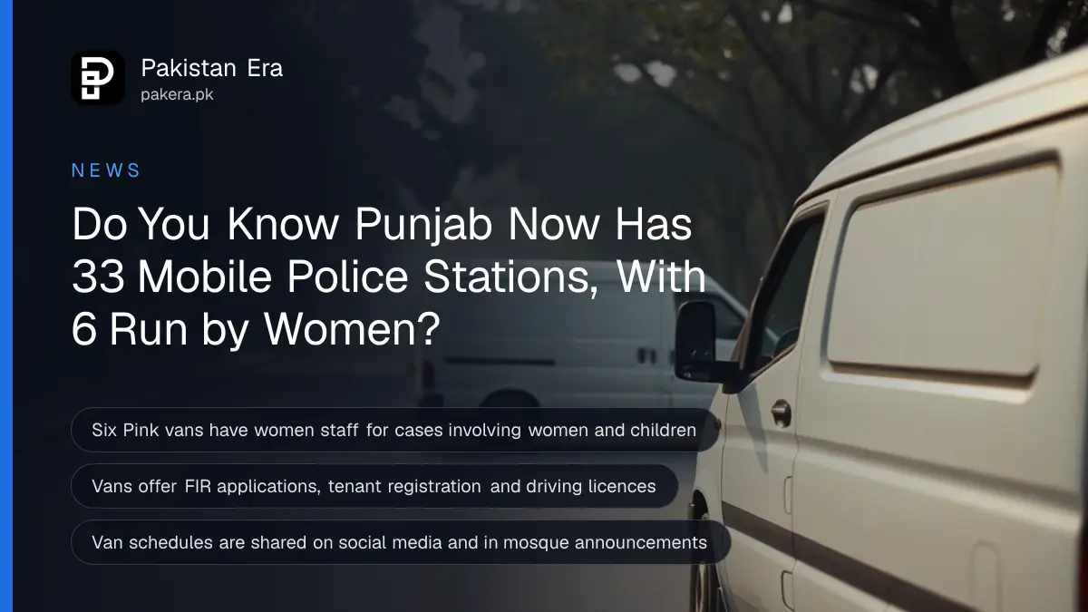 A white van parked by a tree lined road at the edge of a Punjab town in morning light, seen from behind
