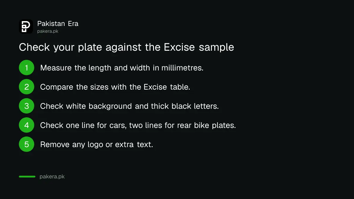 Six checks to see if a Punjab number plate matches the Excise sample