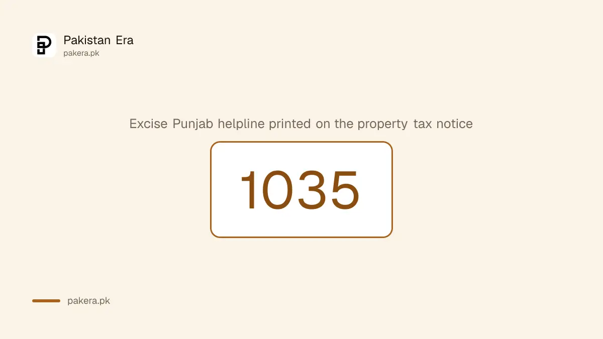 Excise Punjab helpline 1035 as printed on the property tax notice