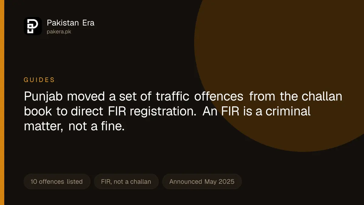 Traffic violations in Punjab that lead to a direct FIR