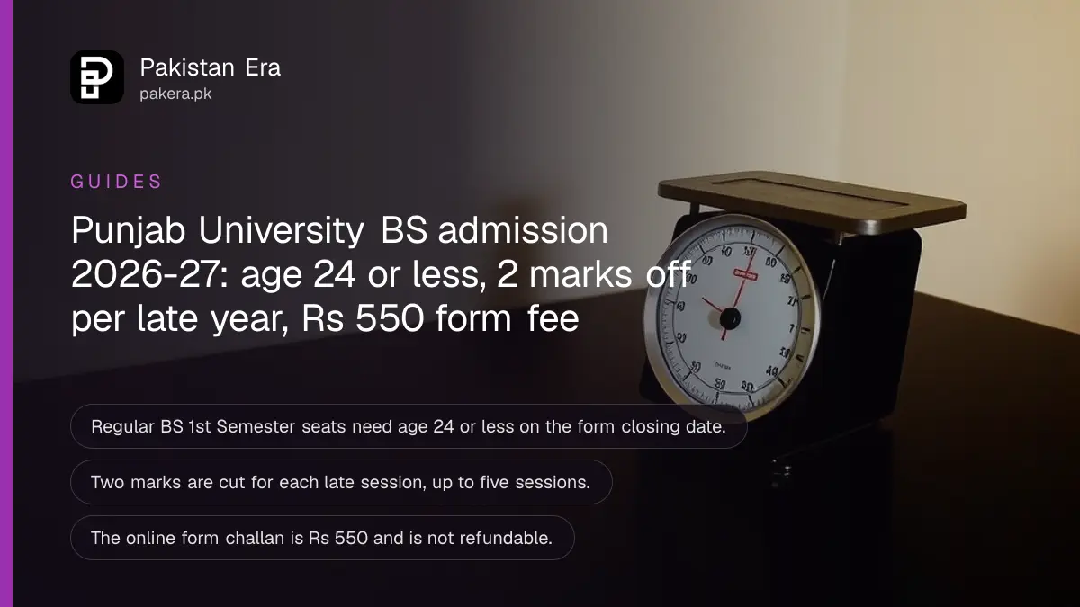 A brass scale on a dark wooden table, for an article on Punjab University BS admission eligibility