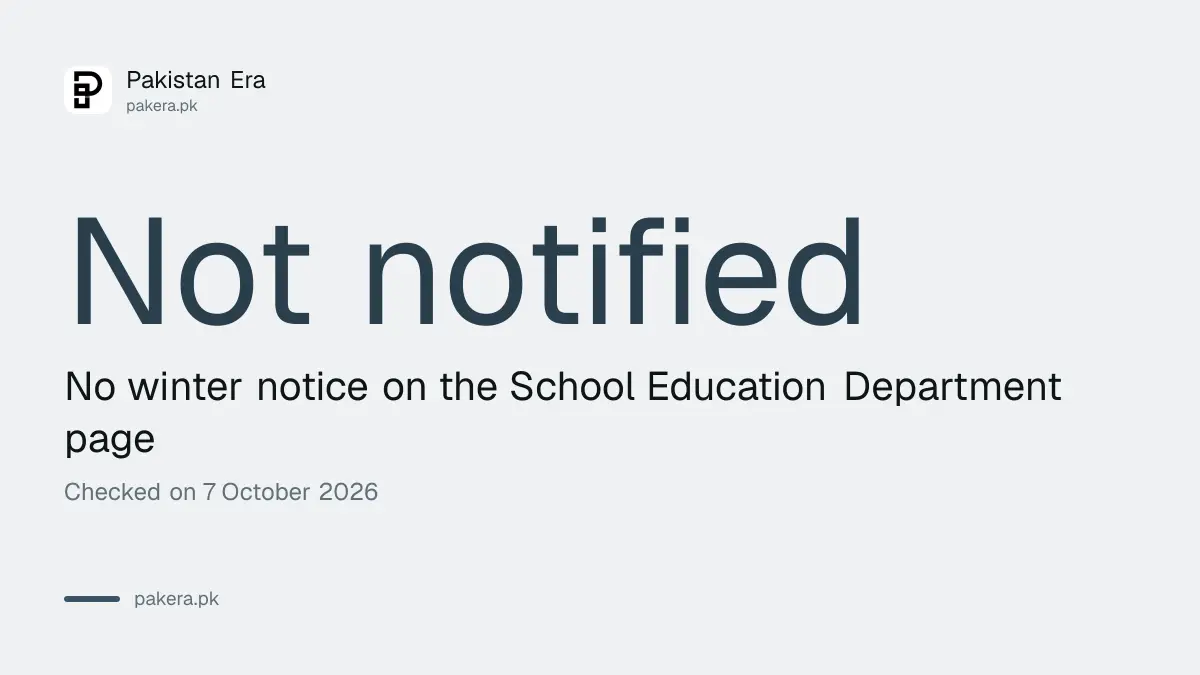 Status of the Punjab winter vacation 2026-27 notification on the School Education Department page