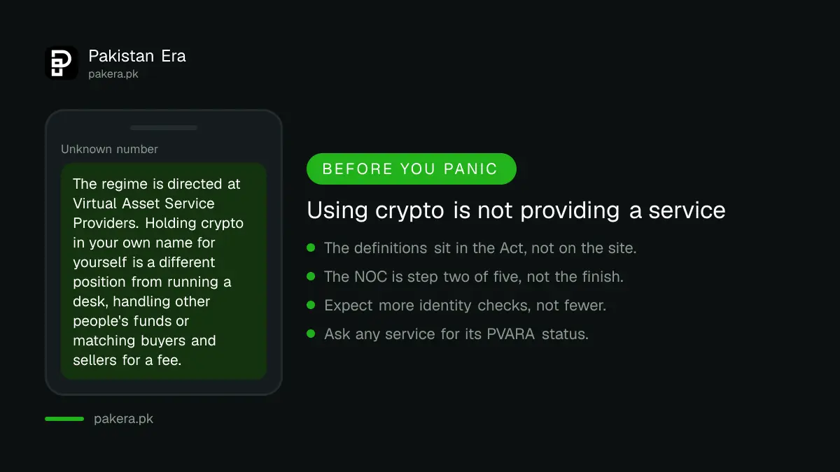 The difference between using crypto and providing virtual asset services in Pakistan