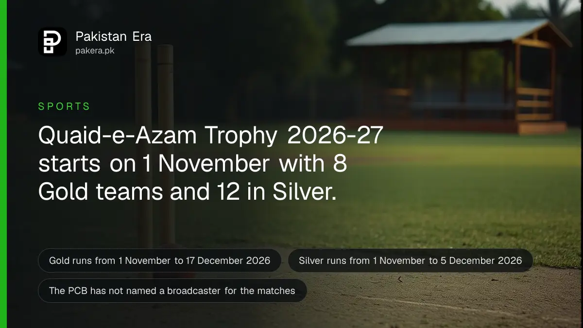 Quiet domestic cricket ground in Pakistan with a red ball resting on the grass beside the stumps
