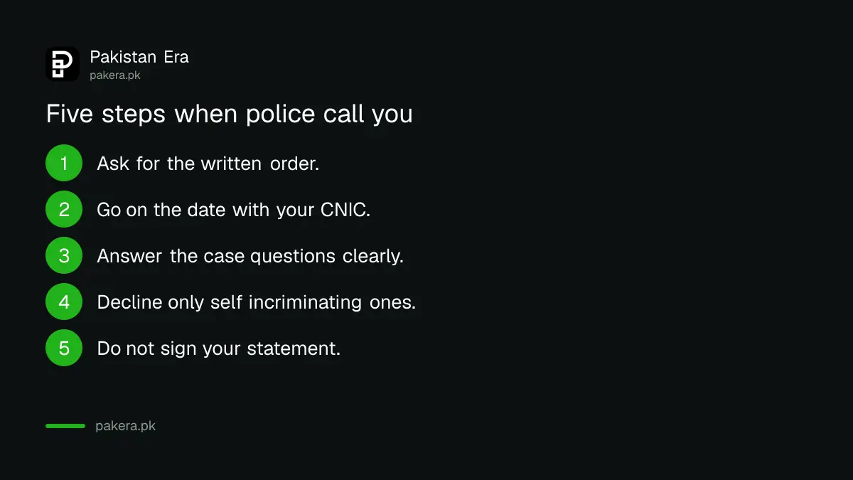 Steps when police call you as a witness in Pakistan