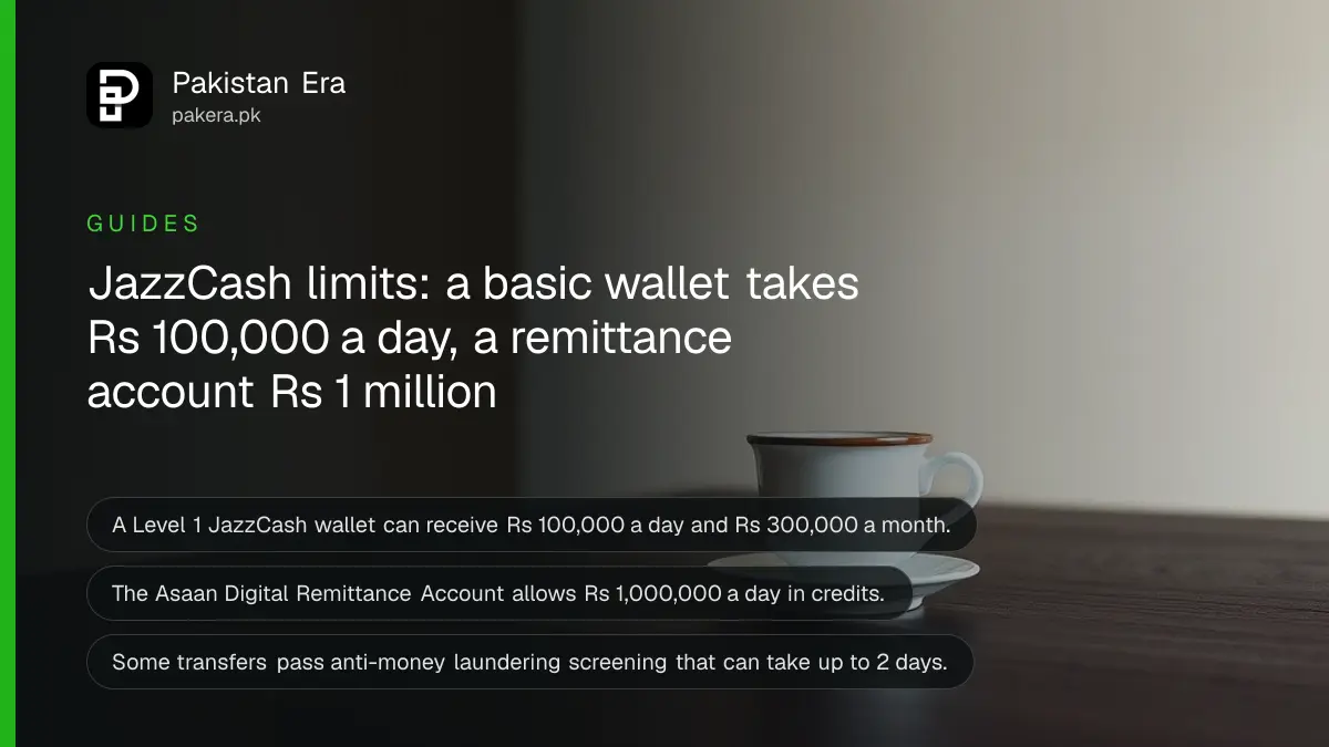 A tea cup on a dark wooden table, for an article on receiving remittance in a JazzCash wallet