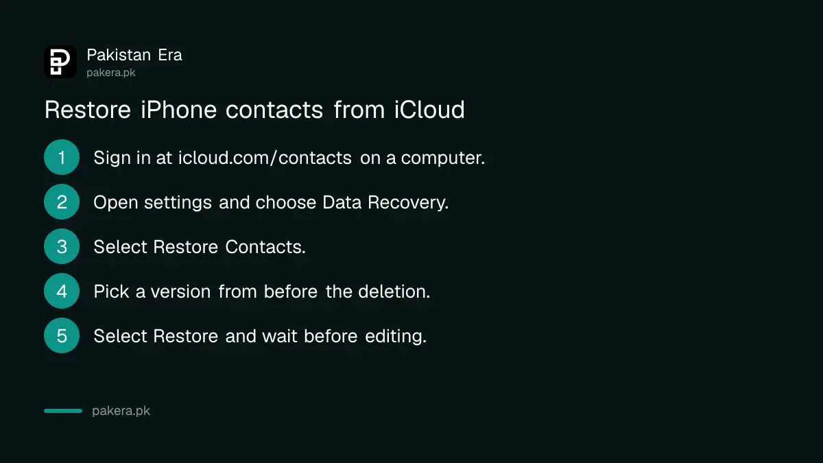 iCloud Data Recovery steps to restore deleted iPhone contacts