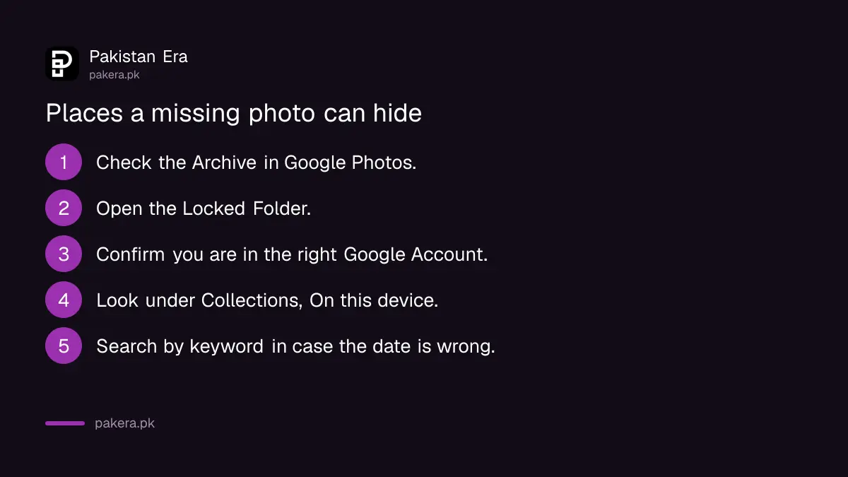 Checklist of places a missing photo can hide in Google Photos