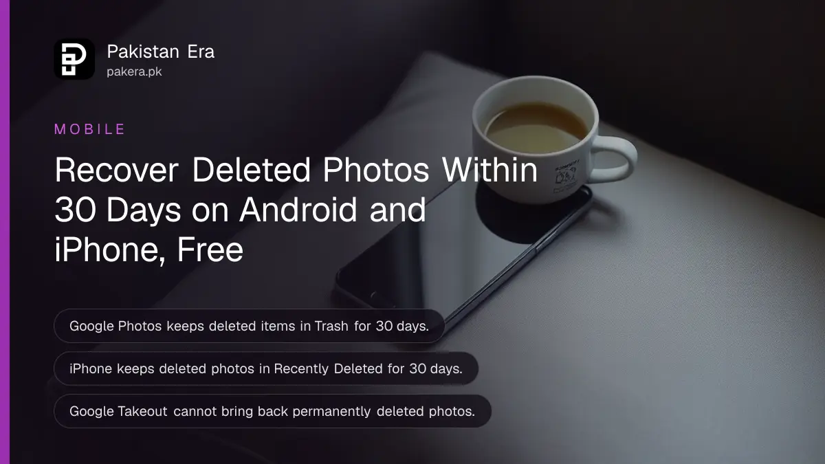A smartphone lying face up on a sofa cushion with its screen dark beside a cup of green tea in soft window light