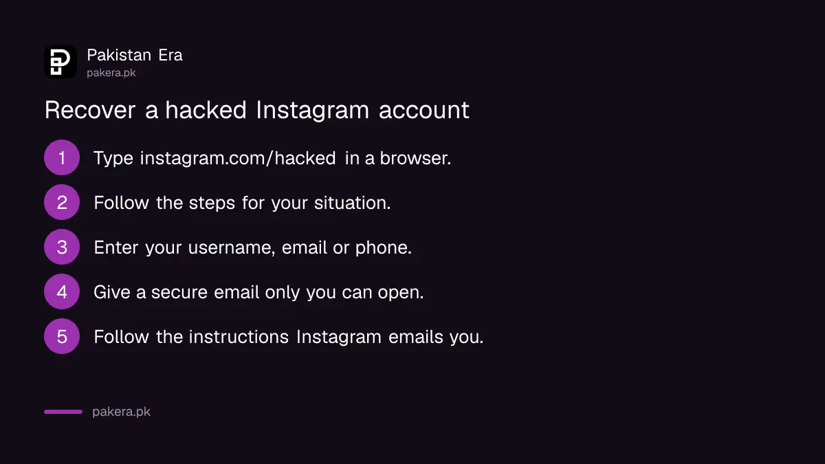 Five steps to recover a hacked Instagram account through instagram.com/hacked
