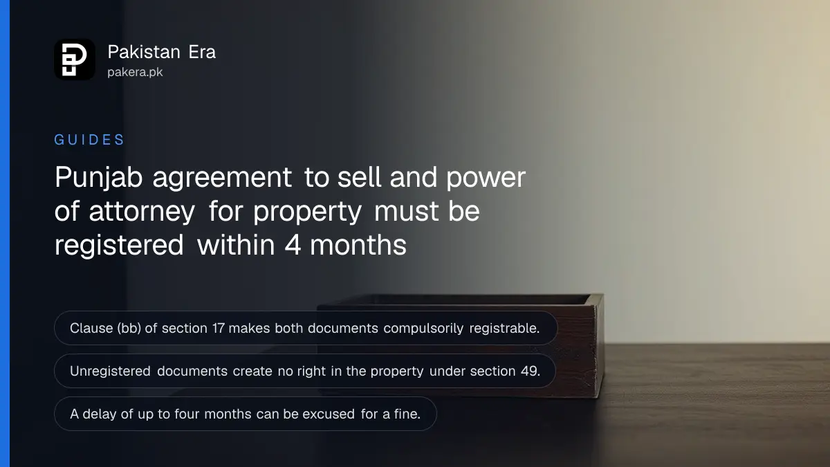 A wooden box on a dark wooden table, for a guide to registering an agreement to sell property in Punjab