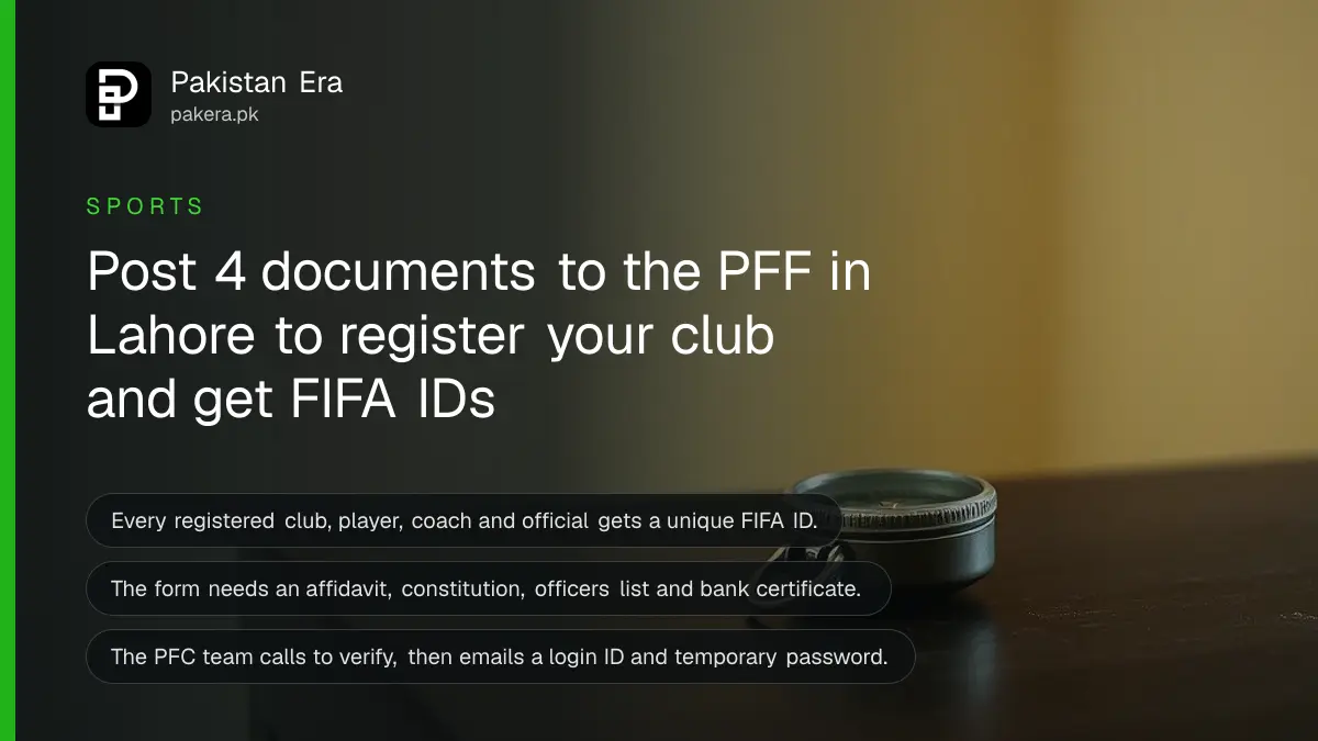 A compass on a dark wooden table, for a guide to registering a football club on Pakistan Football Connect