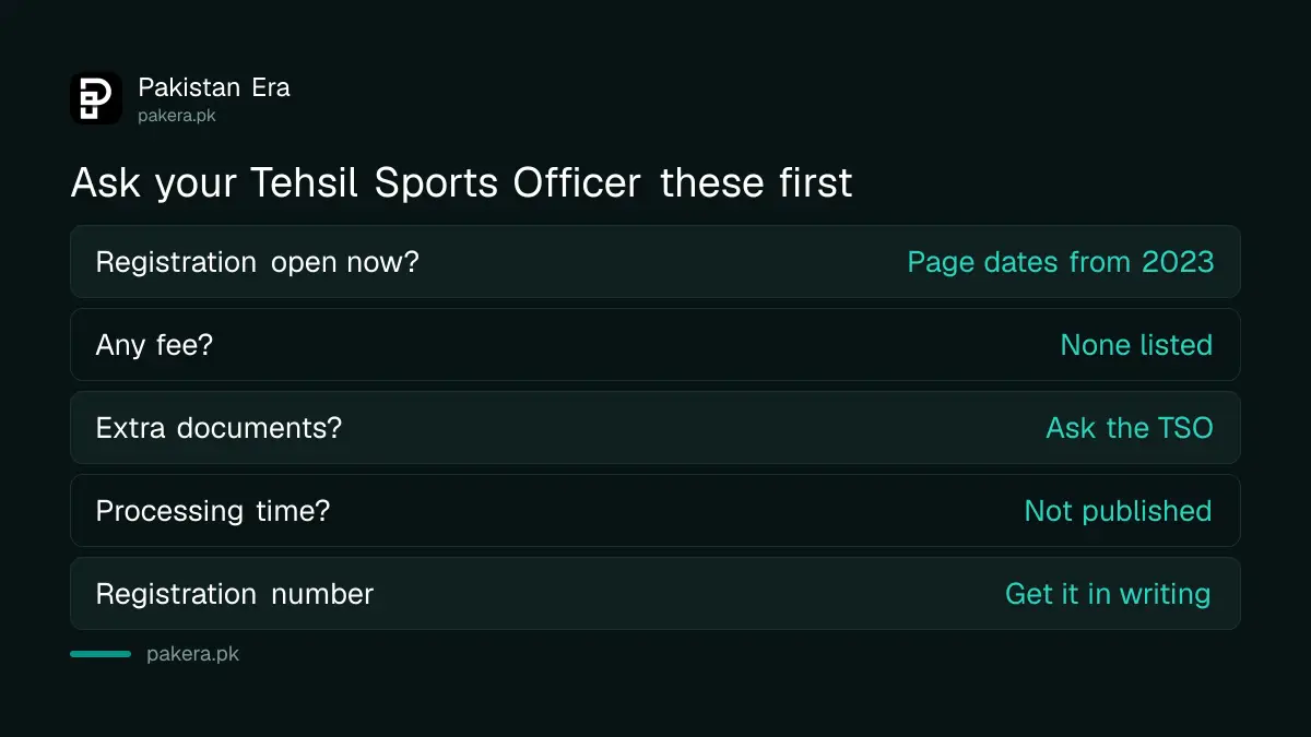 Questions to ask your Tehsil Sports Officer before registering a sports club in Punjab