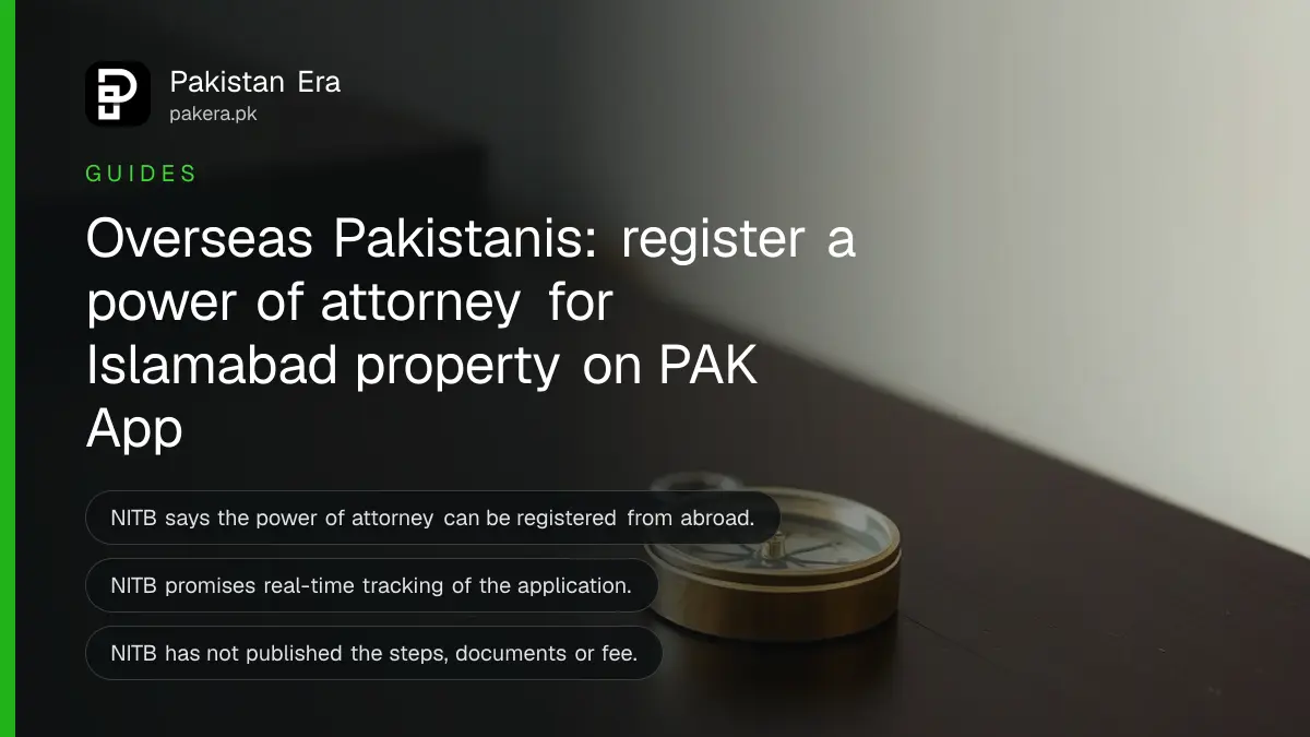 A brass compass on a dark wooden table, for a guide on a power of attorney for Islamabad property from abroad