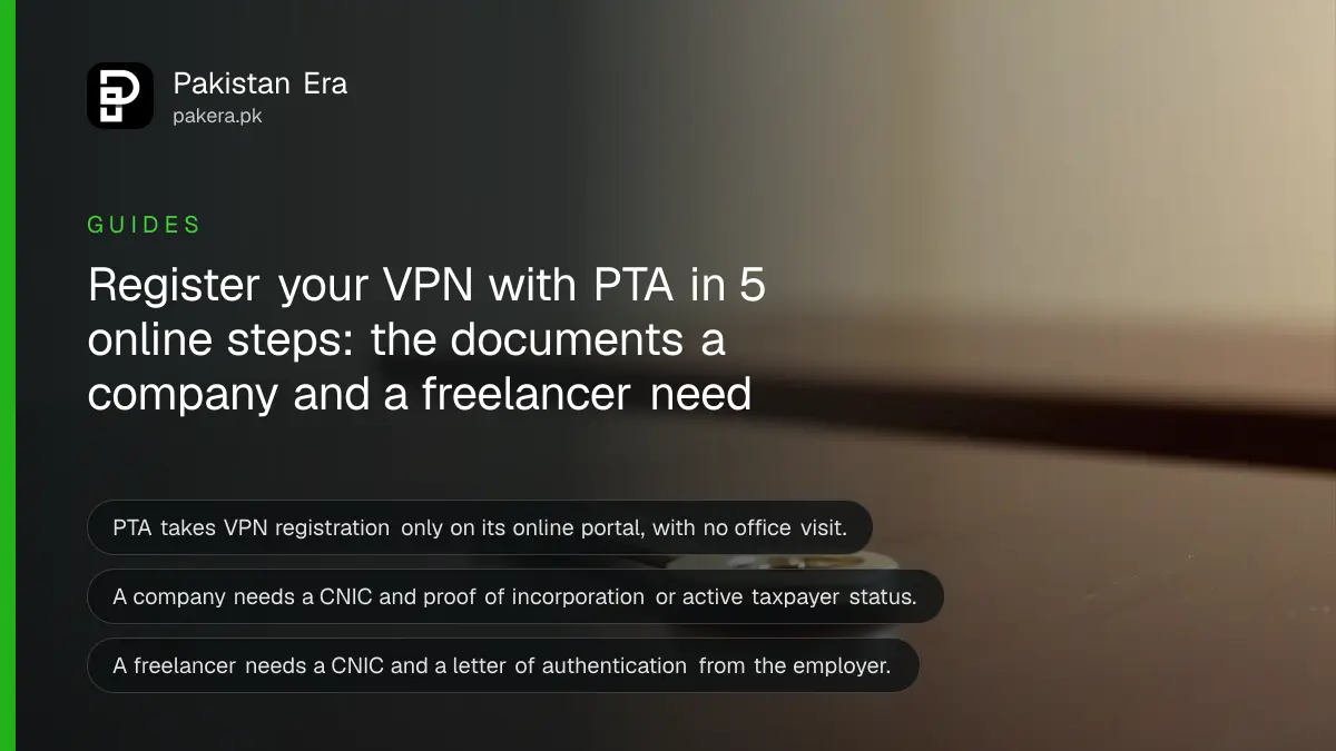A brass key on a dark wooden table, for a guide on how to register a VPN with PTA in Pakistan