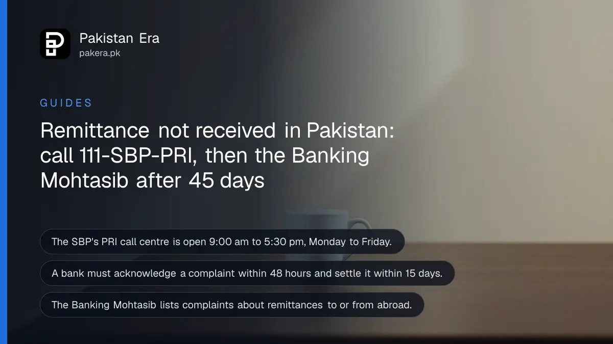 A white ceramic cup on a dark wooden table, for an article on remittance not received pakistan