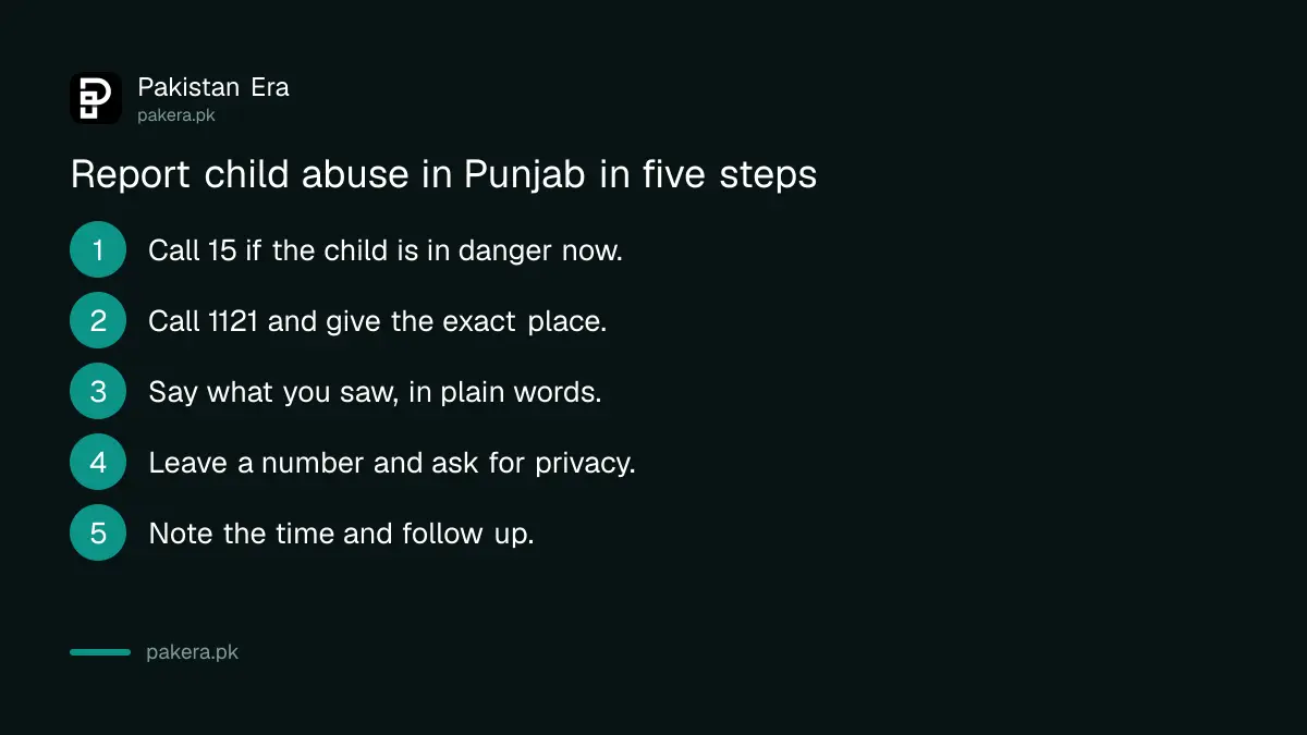 Steps to report child abuse to the Punjab Child Protection and Welfare Bureau