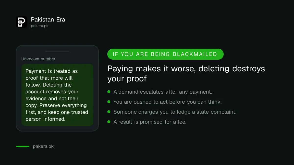 Safety steps when reporting online harassment or blackmail in Pakistan