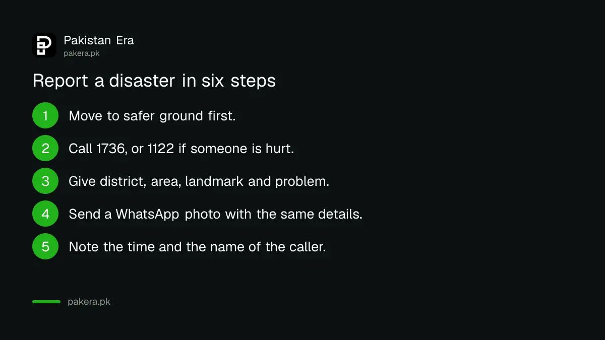 Six steps to report a disaster to PDMA Sindh, from moving to safer ground to emailing the control room