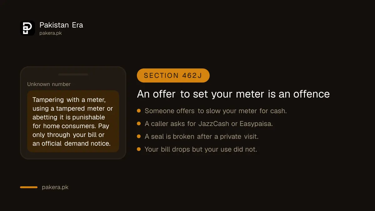 Warning about people offering to tamper with electricity meters in Pakistan