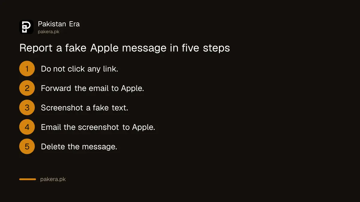 Steps to report a fake Apple email or text message