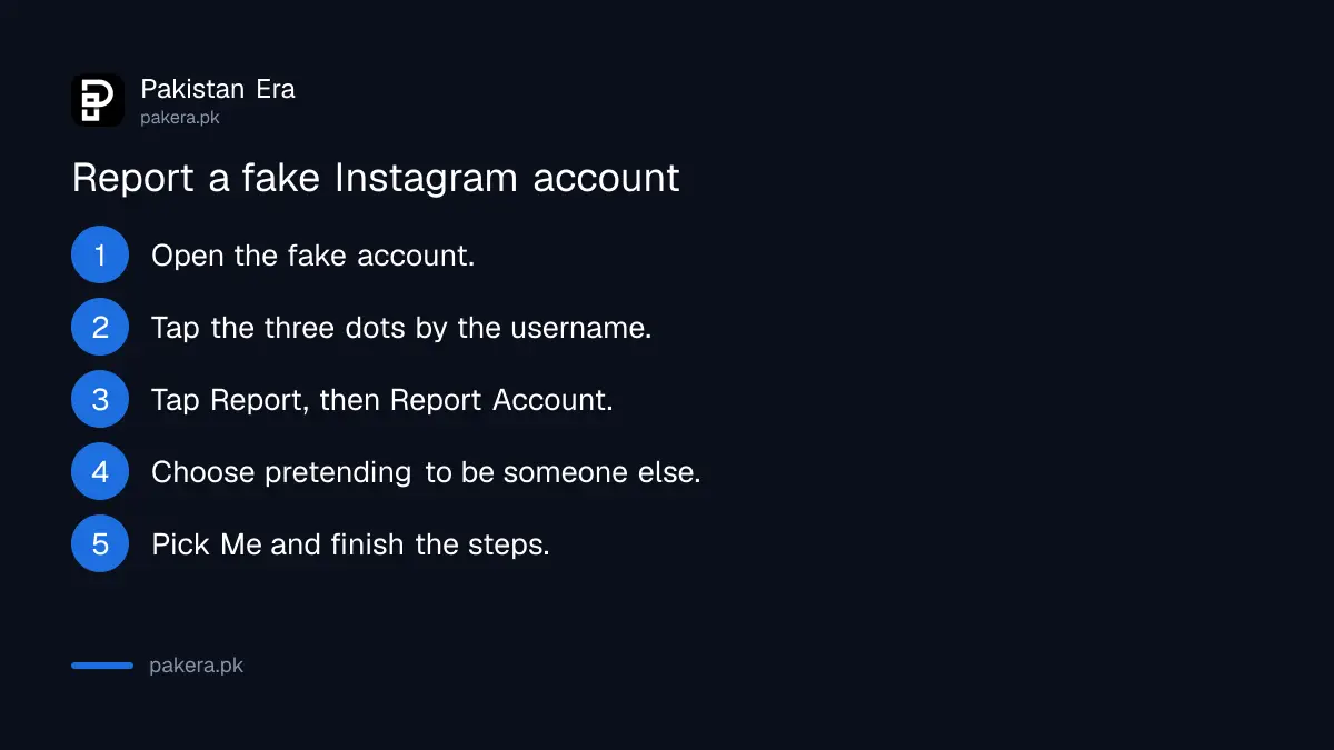 Steps to report a fake Instagram account pretending to be you