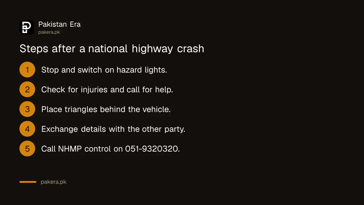 Six steps to follow after an accident on a Pakistan national highway or motorway