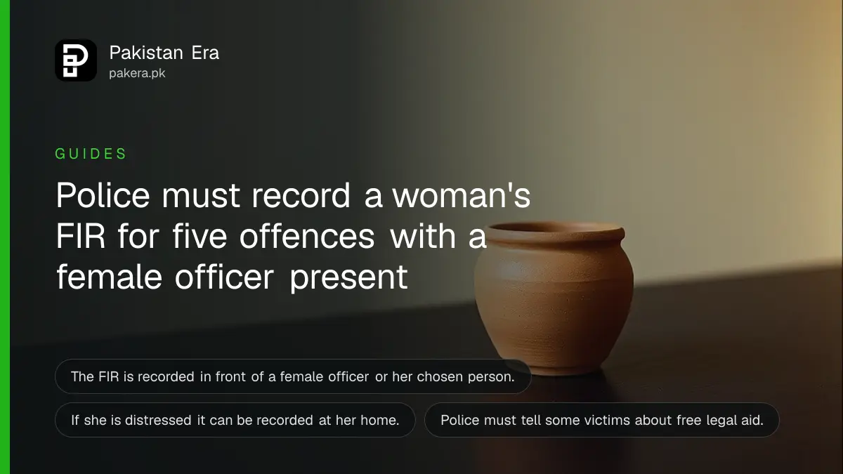 A small terracotta pot on a dark wooden table, for a guide on how police record a woman's FIR in Pakistan