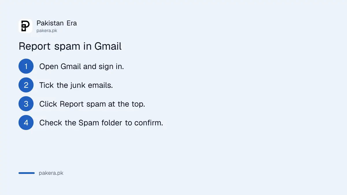 Four steps to report spam in Gmail