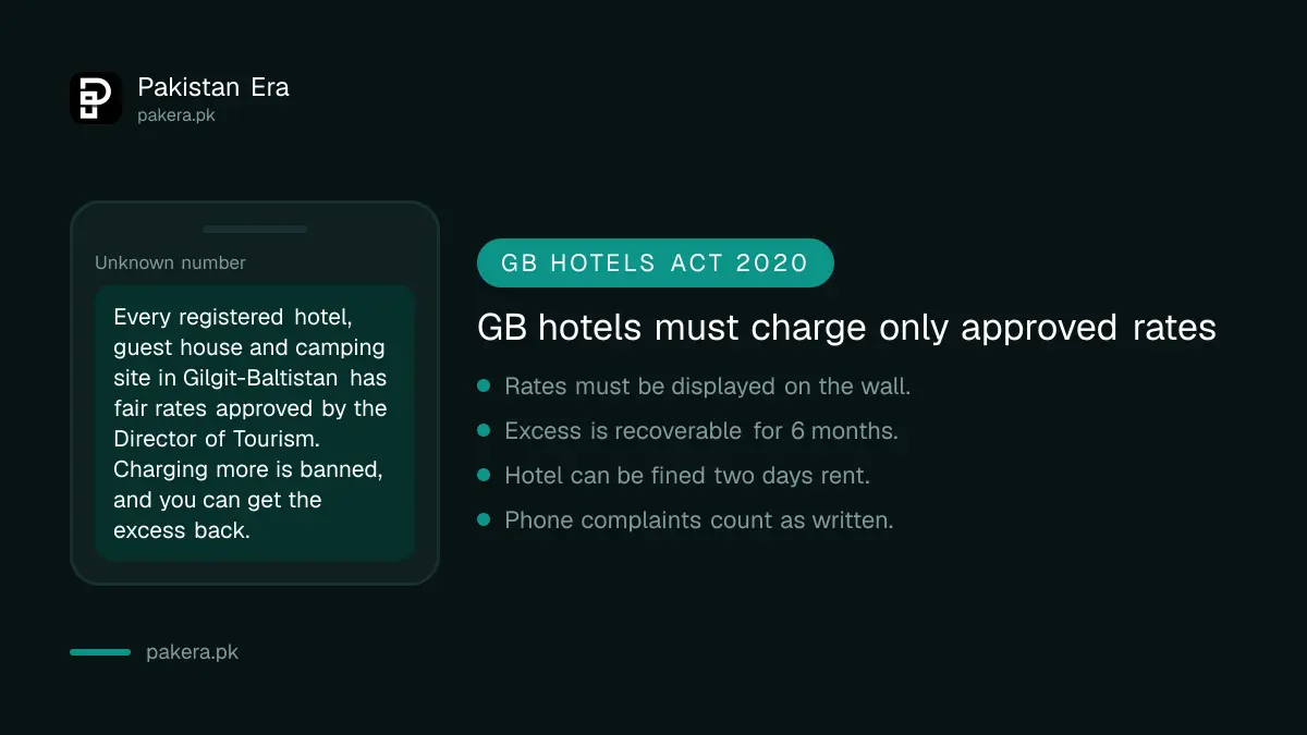 Your rights against hotel overcharging under the Gilgit-Baltistan Hotels and Restaurants Act 2020