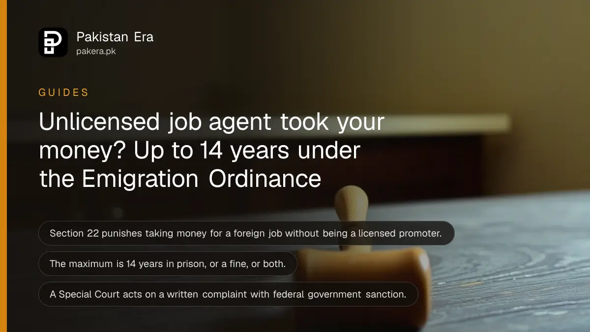 A wooden gavel on a dark wooden table, for an article on reporting an unlicensed overseas job agent