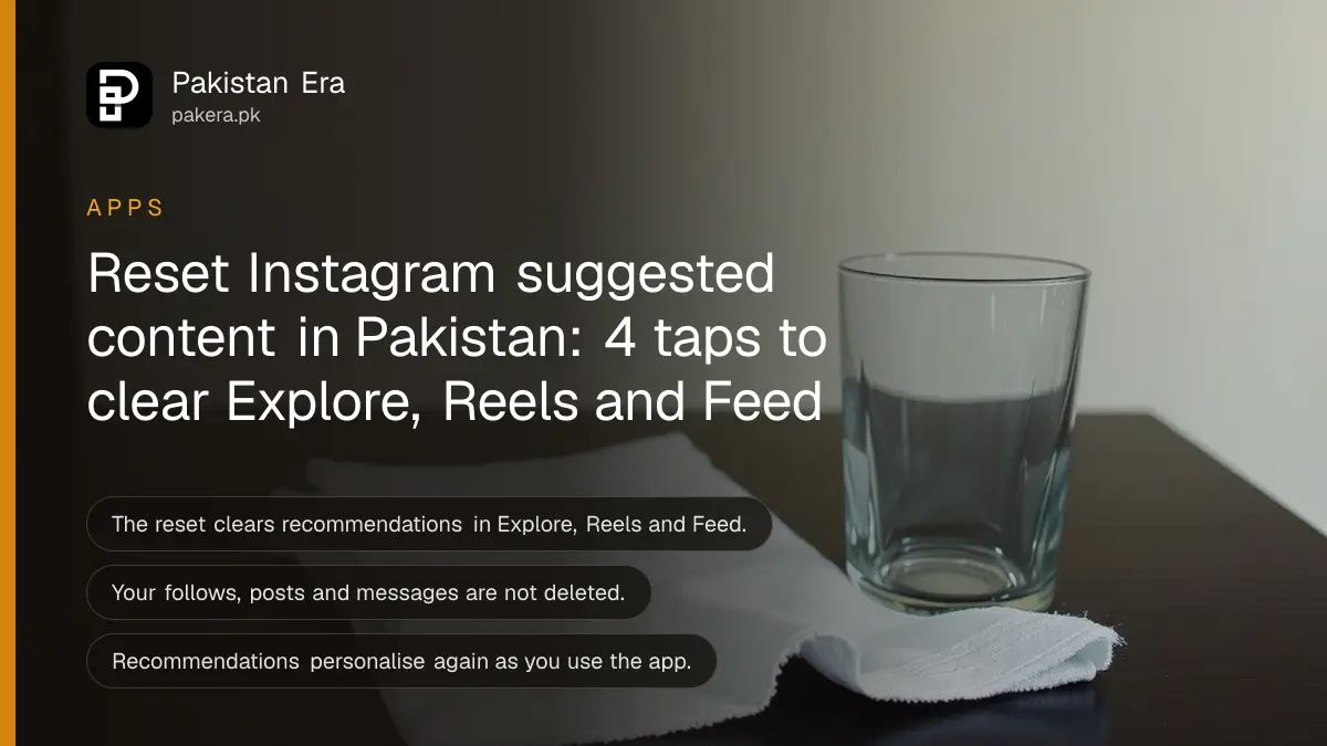 A folded white cloth beside an empty glass on a dark wooden table, for an Instagram feed reset guide in Pakistan
