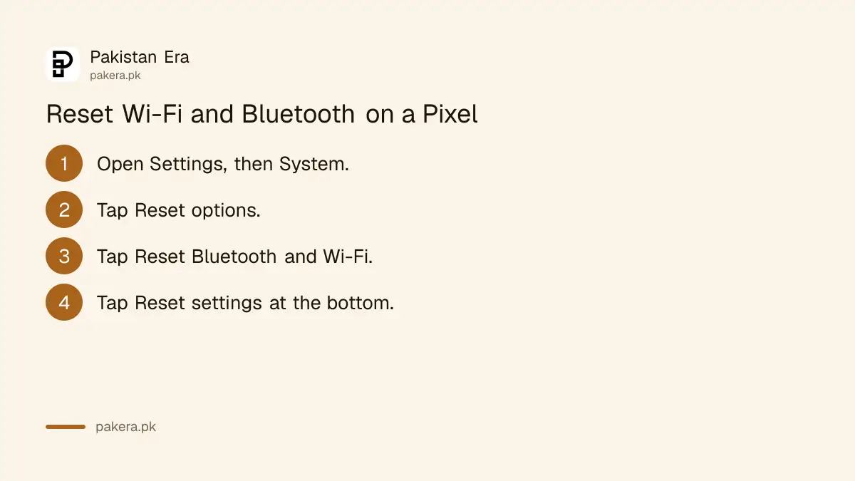 Steps to reset Bluetooth and Wi-Fi settings on a Google Pixel phone