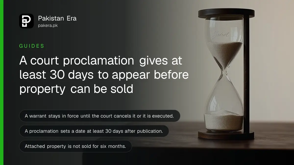 An hourglass with sand on a dark wooden table, for a guide on court warrants and proclamations in Pakistan