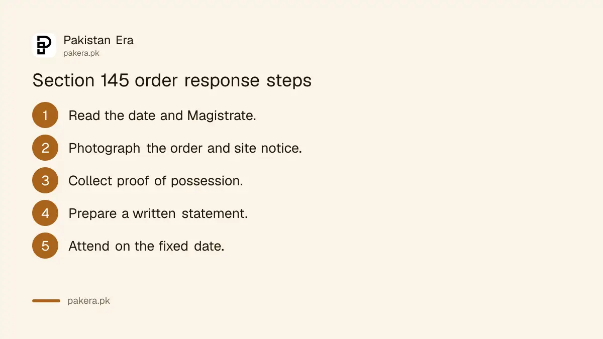 Steps to respond to a Section 145 Magistrate order in a land dispute