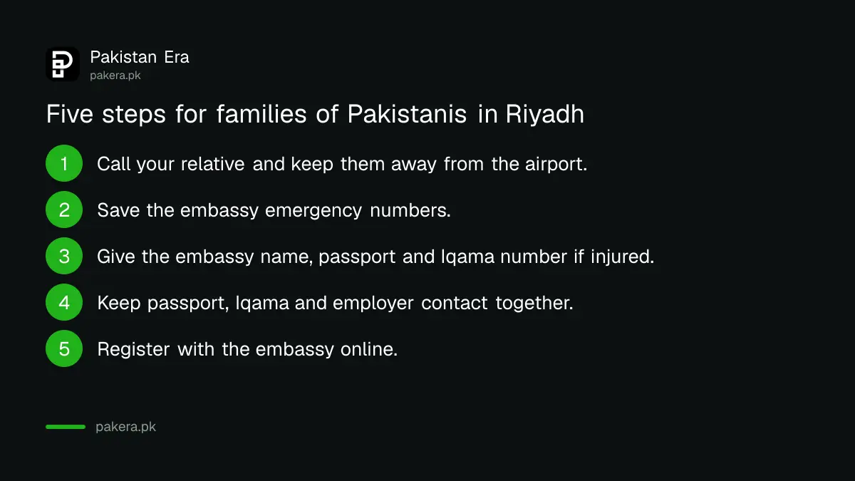 Five steps for families of Pakistanis in Riyadh after the airport strike