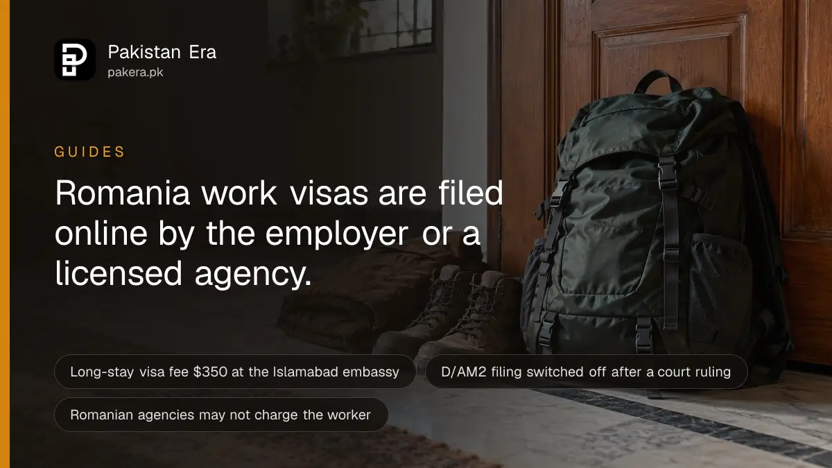 A packed backpack and a folded jacket beside a wooden door in early morning light
